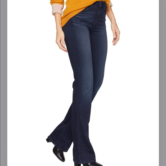 PAIGE High Rise Manhattan Bootcut Dark Denim Jeans - Picture 5 of 9